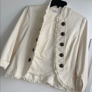 Cream utility jacket with Victorian flair